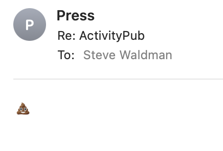 Poop emoji autoreply from press@twitter.com.